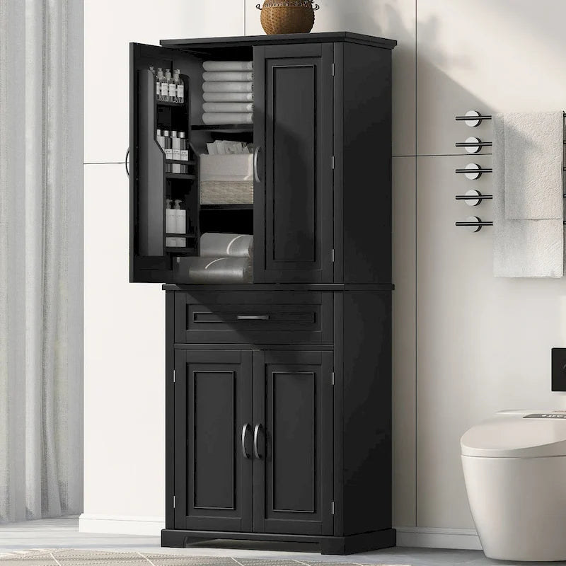 Bathroom Storage Cabinet with Doors and Drawer, Multiple Storage Space, Adjustable Shelf