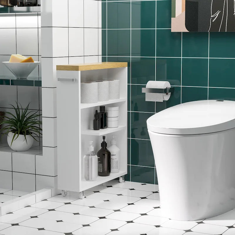 Bathroom Cabinet with Wheels Storage Organizer