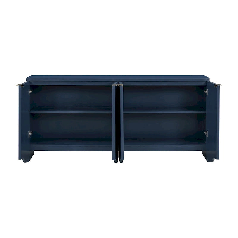 Vertical Stripes and Wavy Design of a Four-Door Cabinet