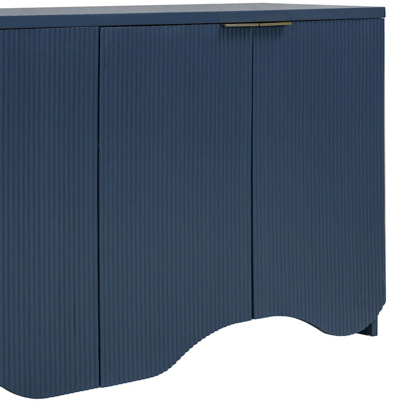 Vertical Stripes and Wavy Design of a Four-Door Cabinet