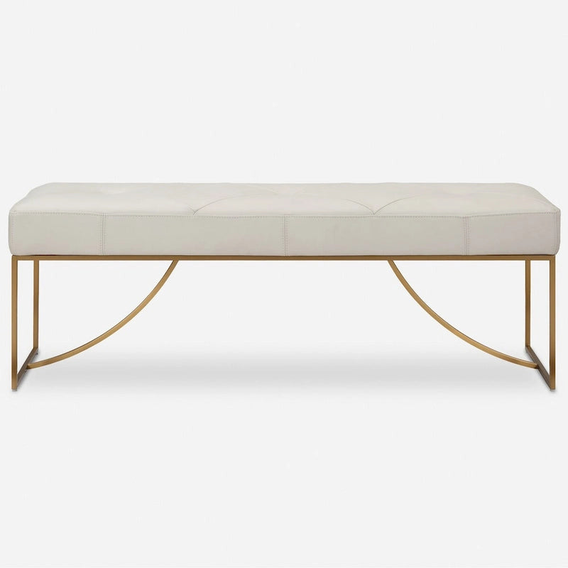 Uttermost Swale Ivory Leather Bench - 19 H X 53 W X 16 D